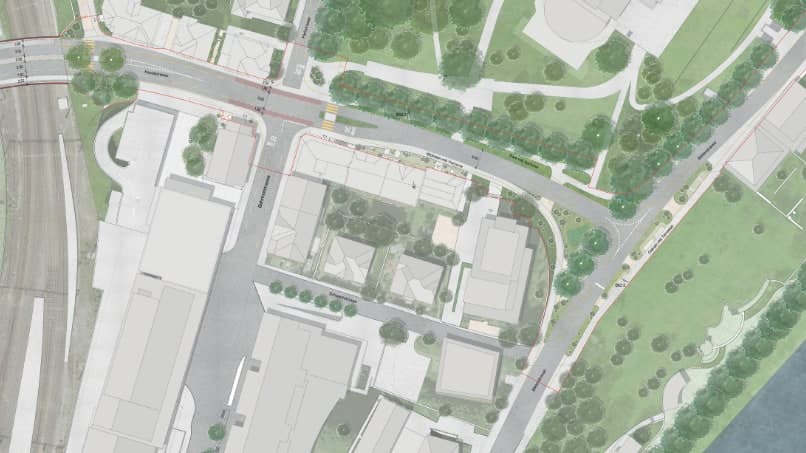 Übersichtsplan VIA VIVA für den Abschnitt Ost der Haselstrasse zwischen Kurpark, Knoten Oelrain und Limmat